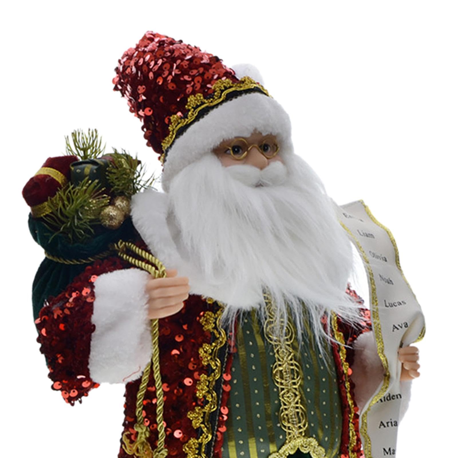 predolo Muñeco navideño de Papá Noel, decoración navideña con Lentejuelas de 45cm de Altura para Ambiente Festivo, 2023, Rojo