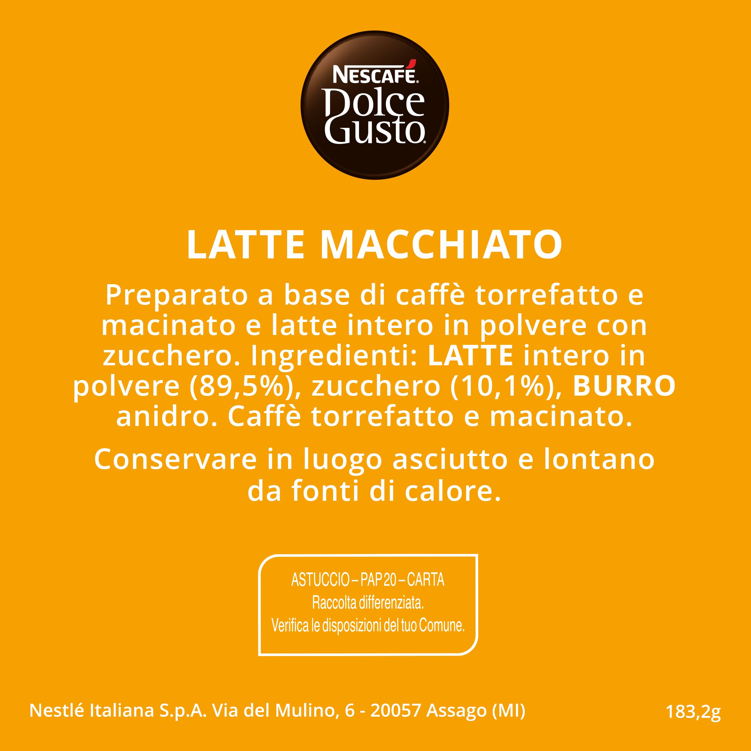 NESCAFÉ DOLCE GUSTO Latte Macchiato con Caffè, 6 Confezioni da 16 Capsule (96 Capsule Compatibili Nescafé Dolce Gusto)