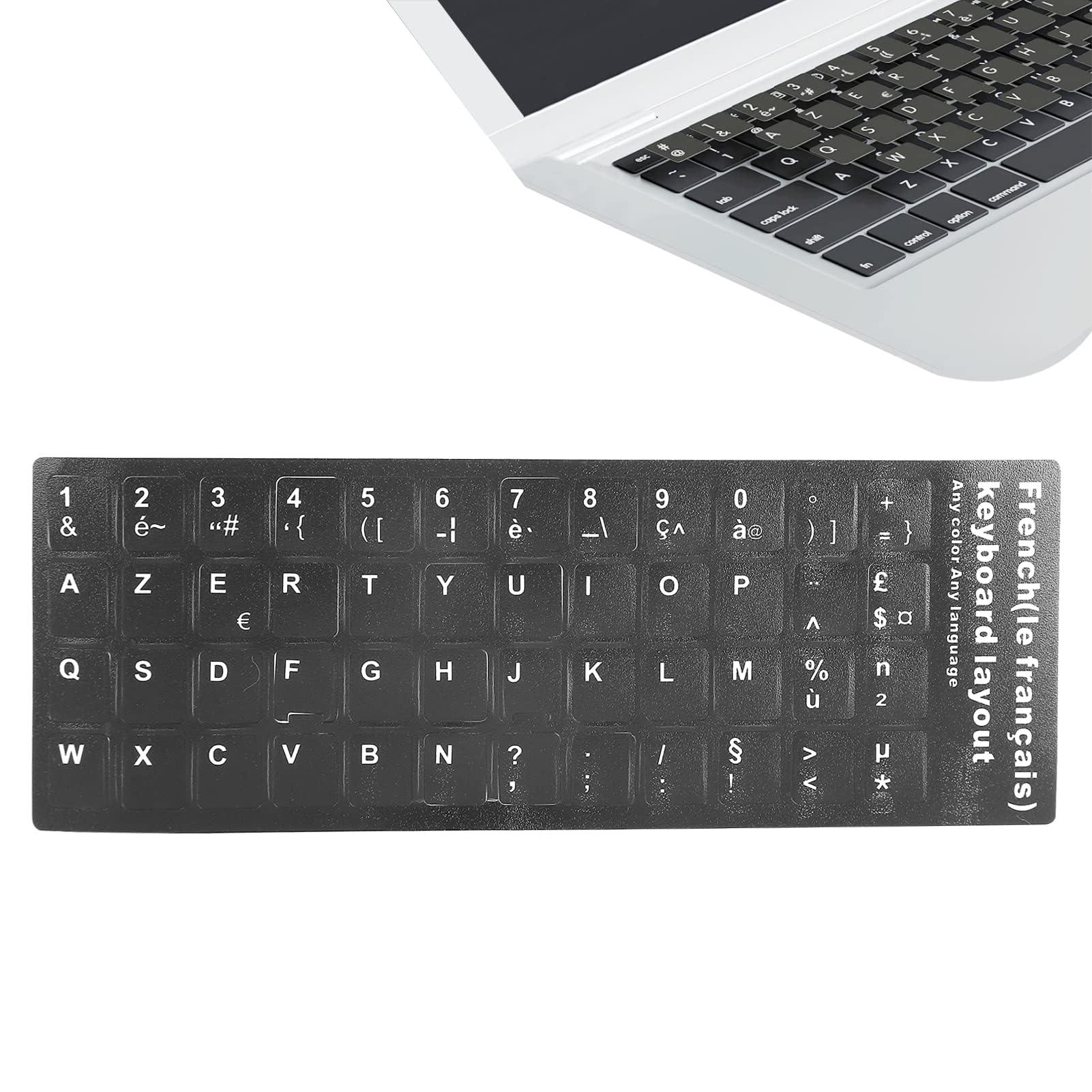 Adesivi Tastiera AZERTY Francese – 4 Fogli Sostitutivi Per PC Desktop E Laptop – Converti QWERTY In AZERTY – PVC Antiabrasione
