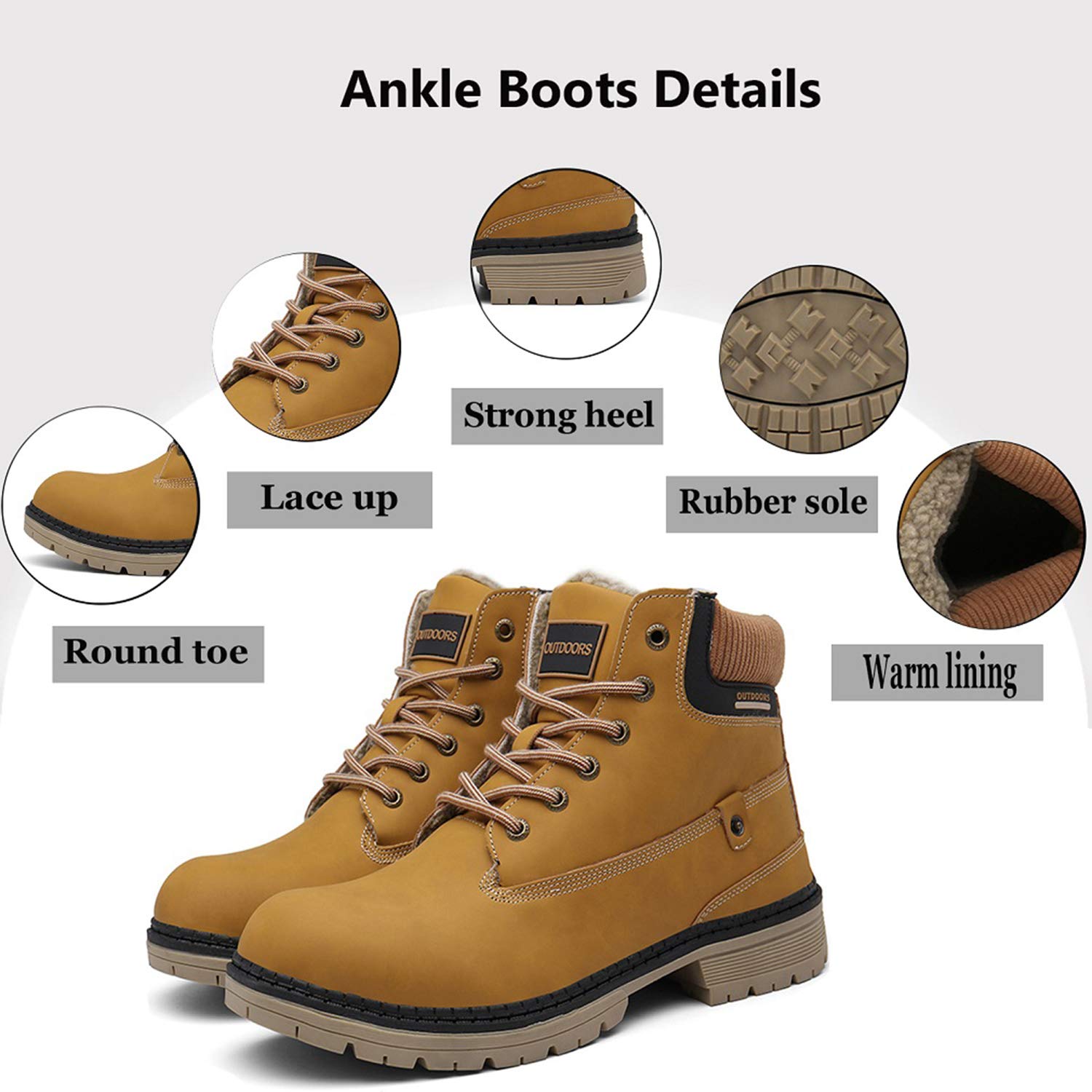 Stivali Uomo Donna Inverno Scarpe da Neve Caldi Snow Boots Impermeabili Stivaletti Pelliccia Stringate Outdoor