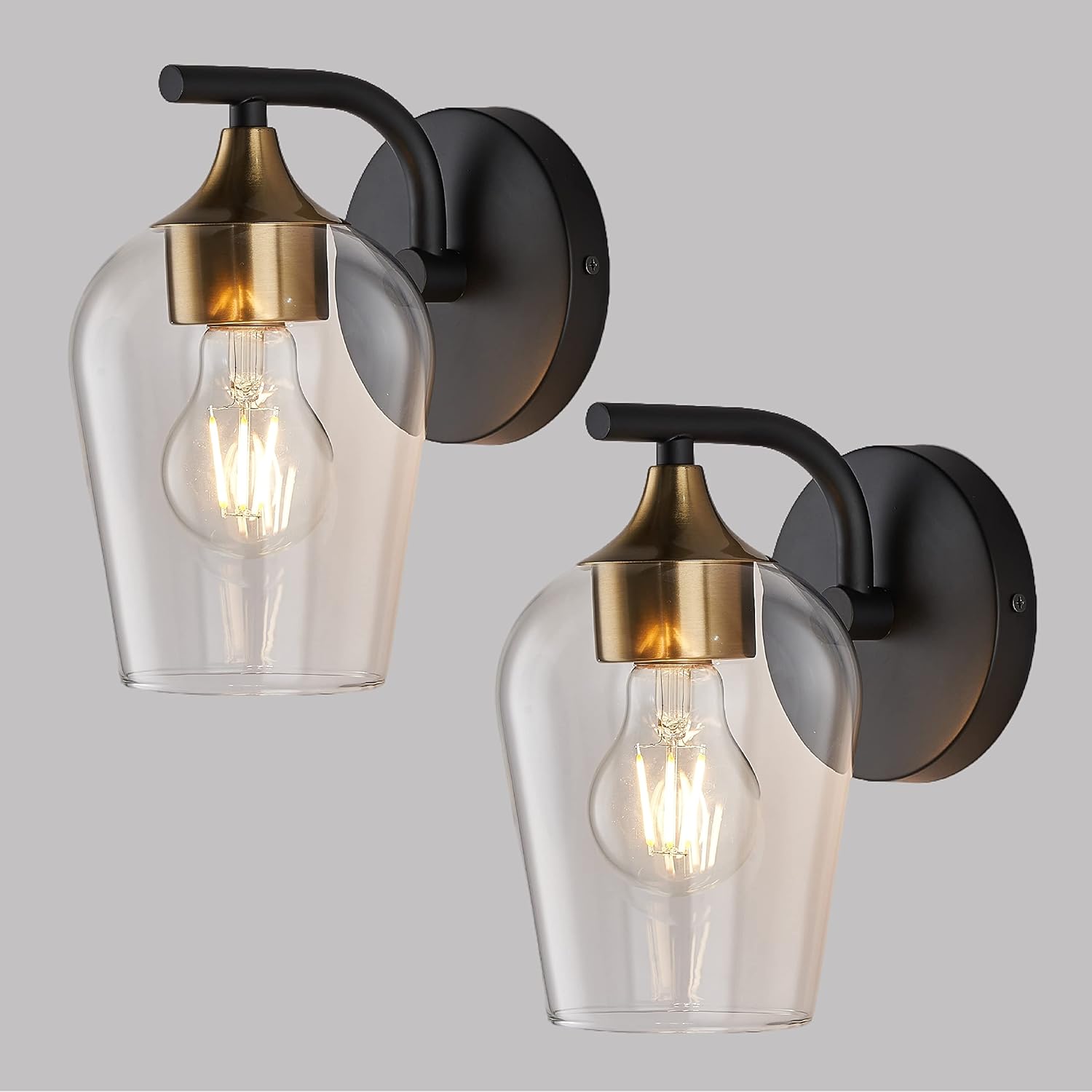 Hamilyeah Gold Wall Sconces Set of 2, Black Sconces Wall