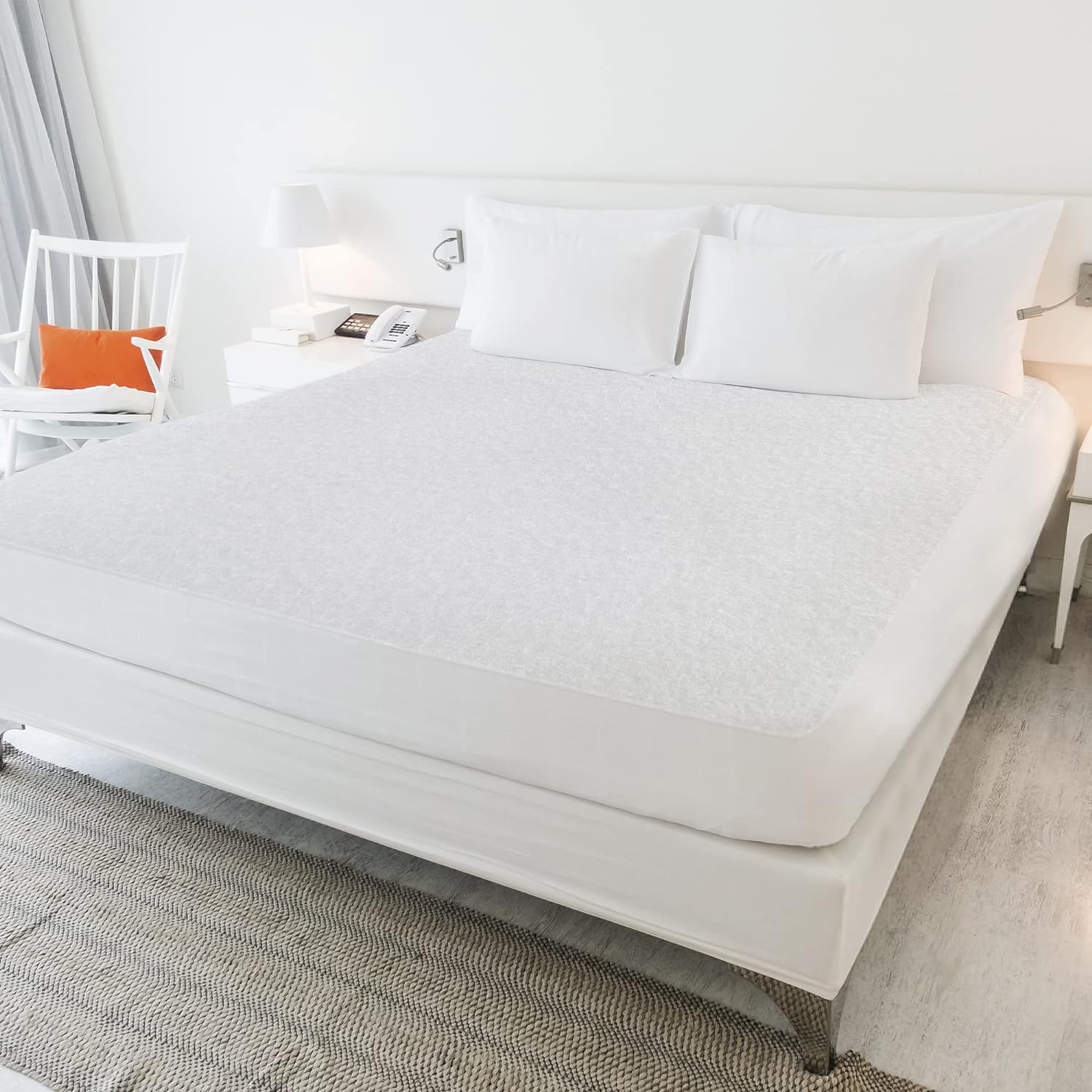 MOMENTA Mattress Protector - Waterproof Mattress Protector - Fitted Mattress Pad Cover And Absorptive Terry Cotton Fabric - Breathable Mattress Topper With No Noise, Deep Pockets Mattress Cover (Twin)