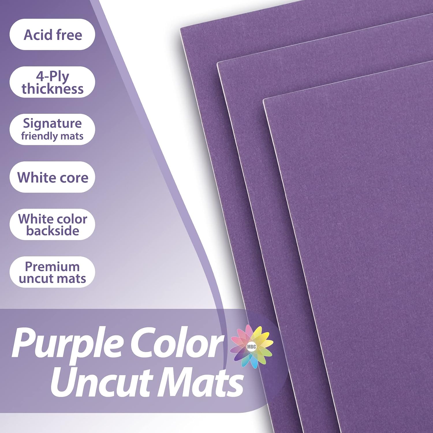 Mat Board Center 11x14 Uncut Photo Mat Boards, 10 Pack Purple Matboards image 3