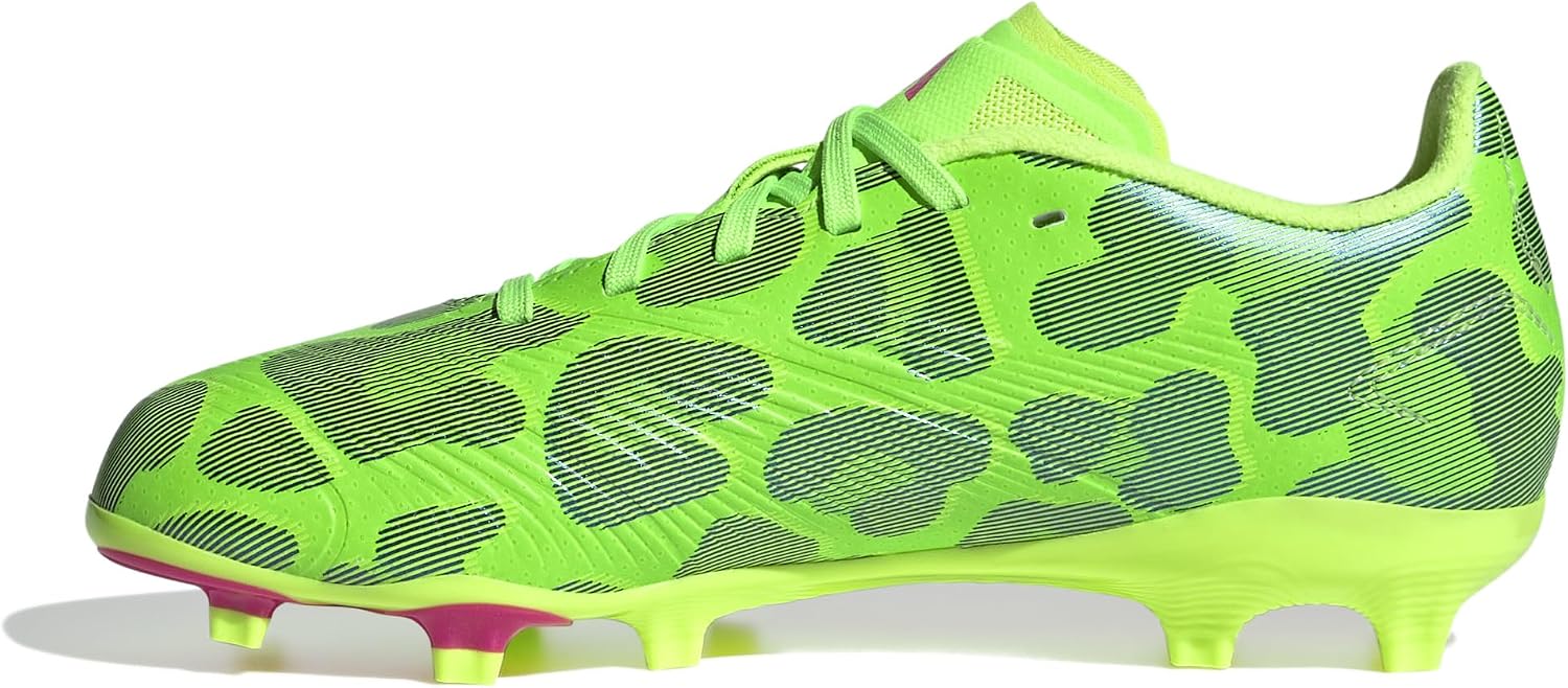 adidas Predator League Generation Pred Youth Firm Ground Soccer Shoes - Limited Edition 3D Texture Hybridfeel Upper for Firm Ground (Green/Pink/Lucid Lemon, US Footwear Size System, Big Kid, Numeric, Medium, 6)