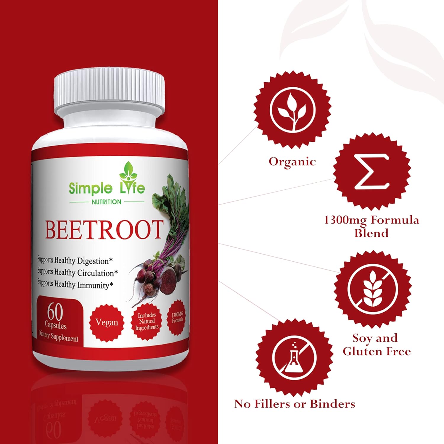 Buy Simple Life Nutrition Organic Beet Root Powder Capsules Nitric