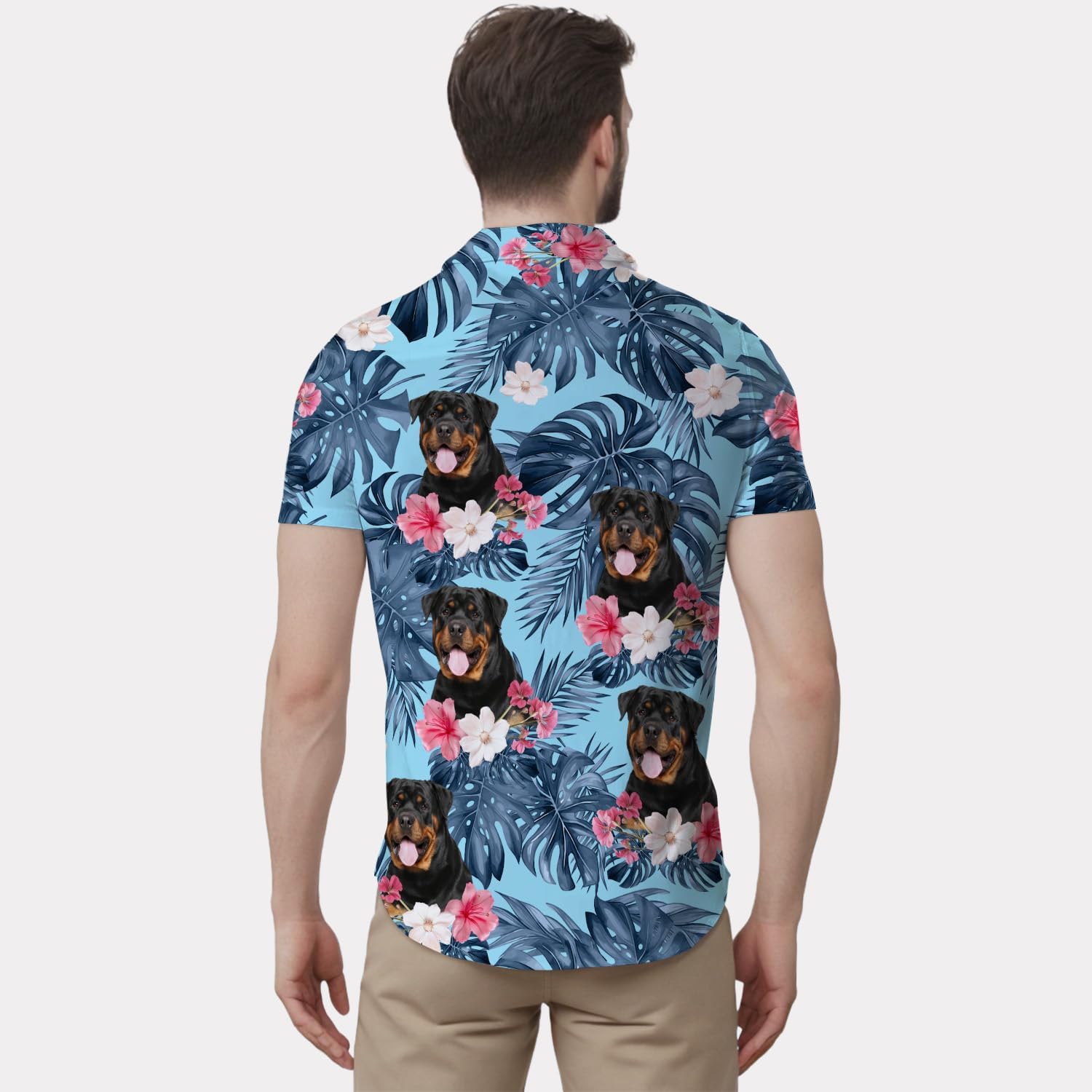 Rottweiler Hawaiian Shirts for Men,Button Down Beach Casual Shirtss
