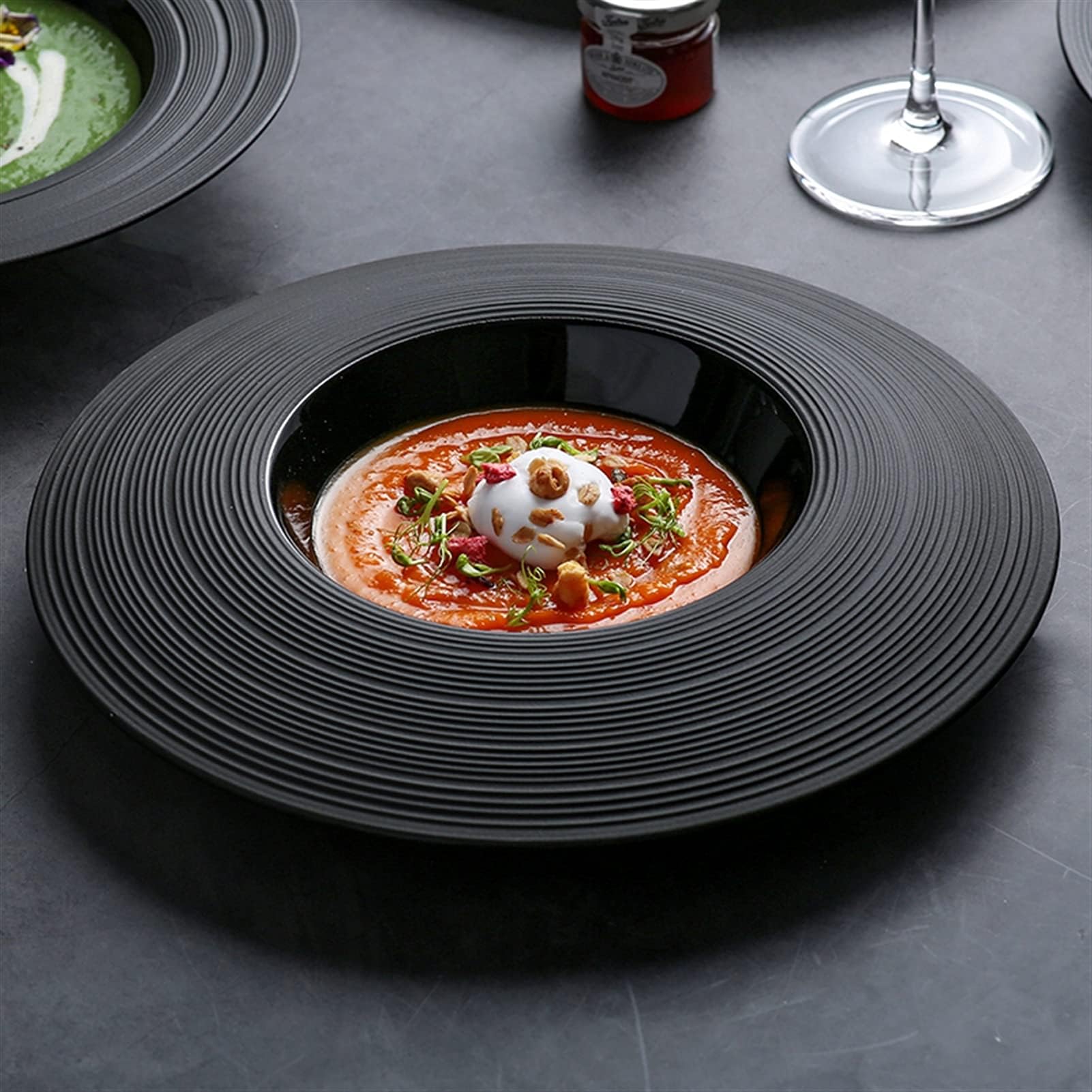 Essteller Nordic Ceramic Western Steak Pasta Plate Hotel Creative Premium Dinner Plates Haushaltsmattes schwarzes Geschirr 12 Zoll(12 Inches-02)