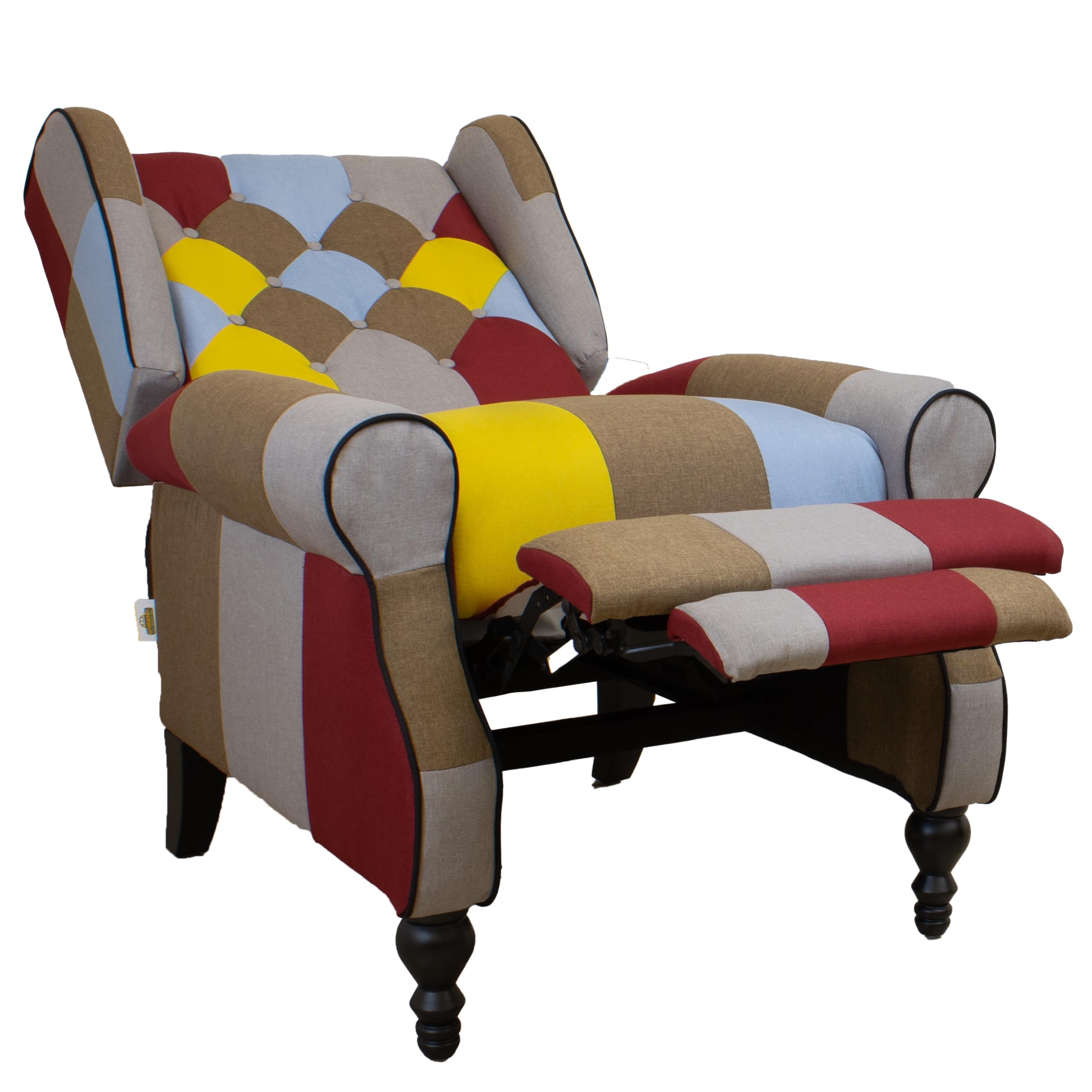 Poltrona Relax Reclinabile Patchwork Bergère Design Moderno