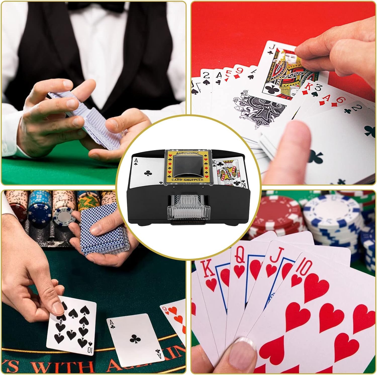 Macchina automatica Shuffler di carte, 2 carte di miscelazione elettronica, gioco a ponte della macchina Shuffler della carta, USB+batteria elettrica Shuffler di carte da gioco automatico del poker