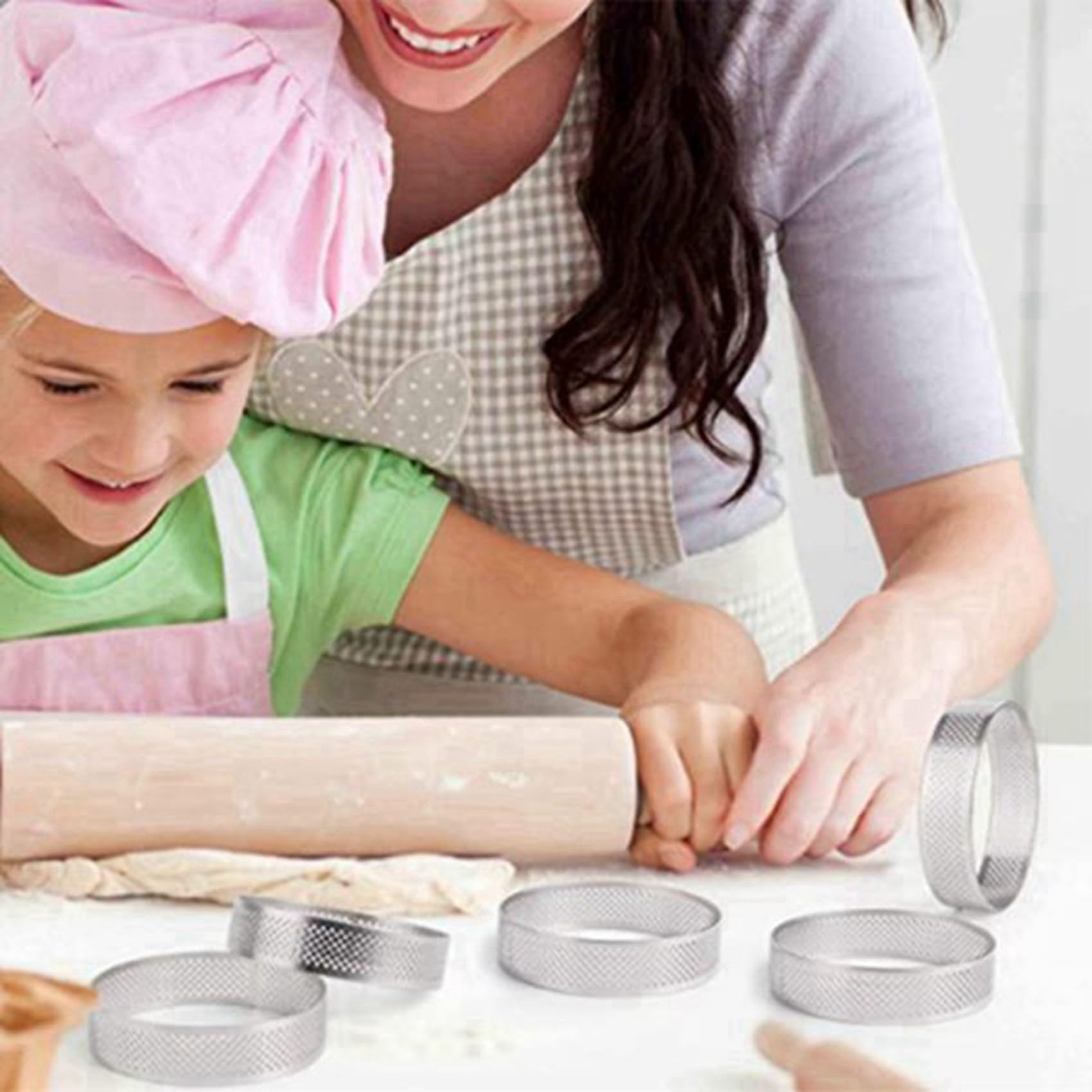 60 Sztuk OkrąGłE PierśCienie Tarta z Otworami Ciasto Owocowe Quiches Ciasto Kuchnia Forma do Pieczenia Perforowane Ciasto PierśCień 8Cm