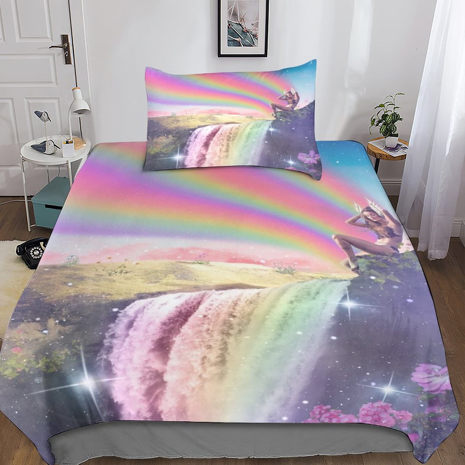 Housse de couette Galaxie 3D pour lit simple 135x200 cm avec planète