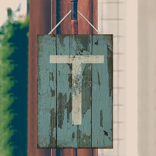 Vista 377 de Letrero colgante de madera con letra A, letrero de madera, decoración del hogar, 26 letras del alfabeto de metal, placa de madera, decoración