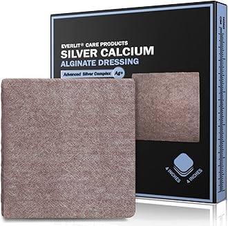 - EVERLIT AG Silver Calcium Alginate Wound Dressing | Absorbent Non-Stick Sterile Dressing Pad | Gentle Gauze with Natural Gelling Fiber for Wound Care