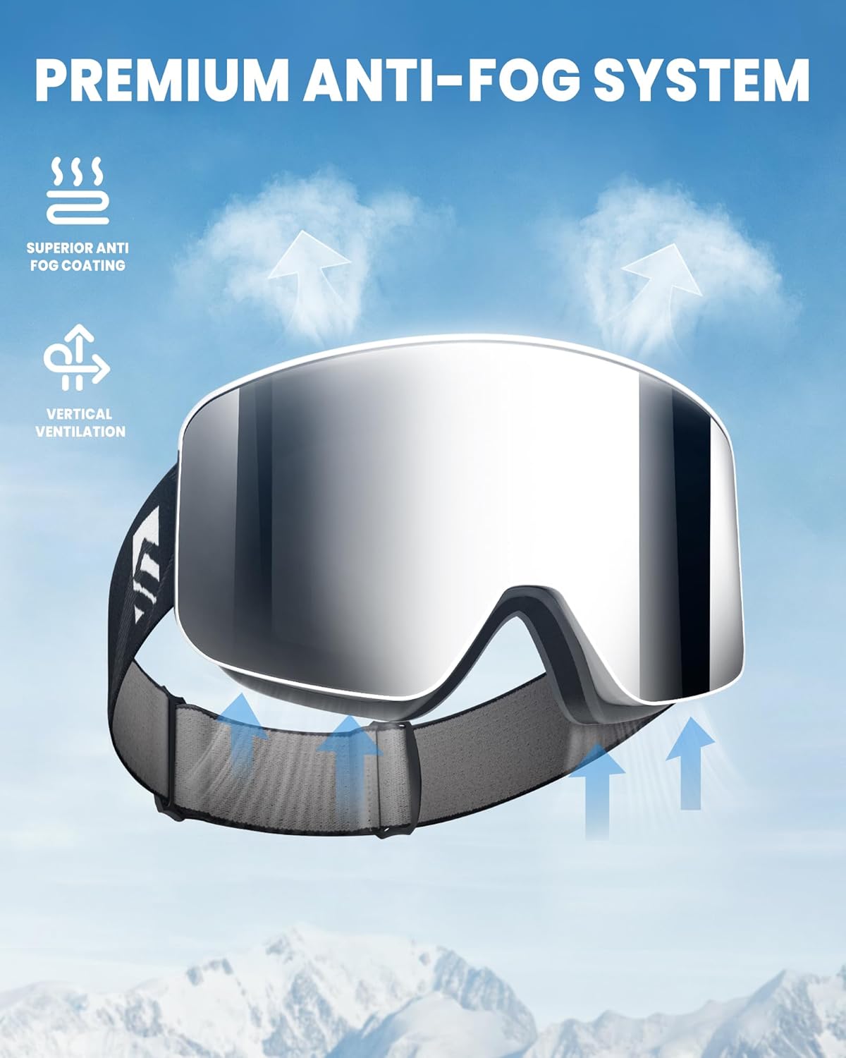 SNOWER Ski Goggles, OTG Anti Fog Snowboard Goggles, HD Snow Goggles UV400 Protection for Men Women Youth - Image 3