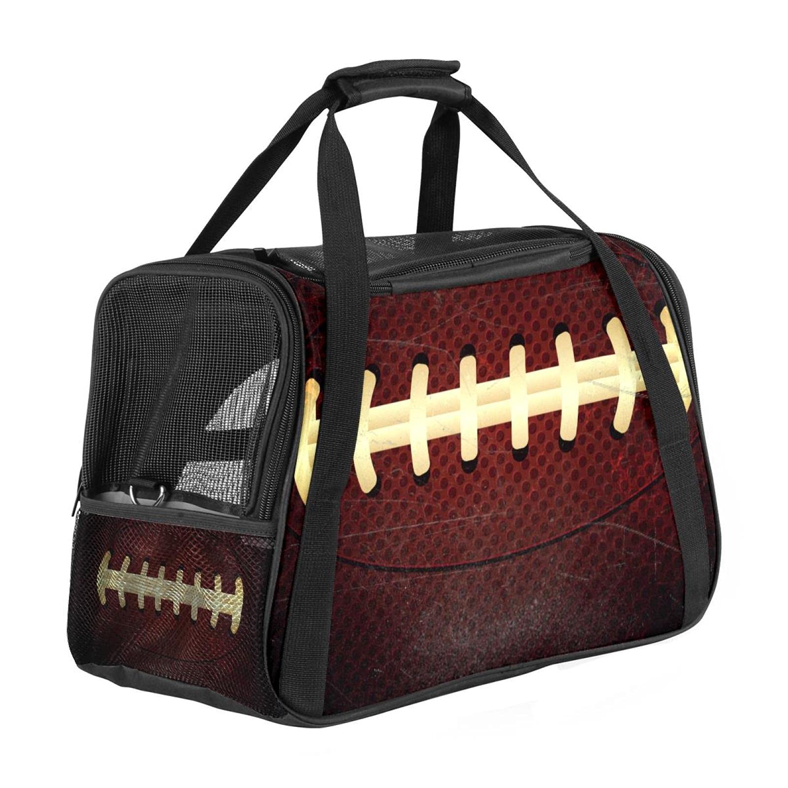 Sac transport pour chien avec côtés doux imprimé football cabine