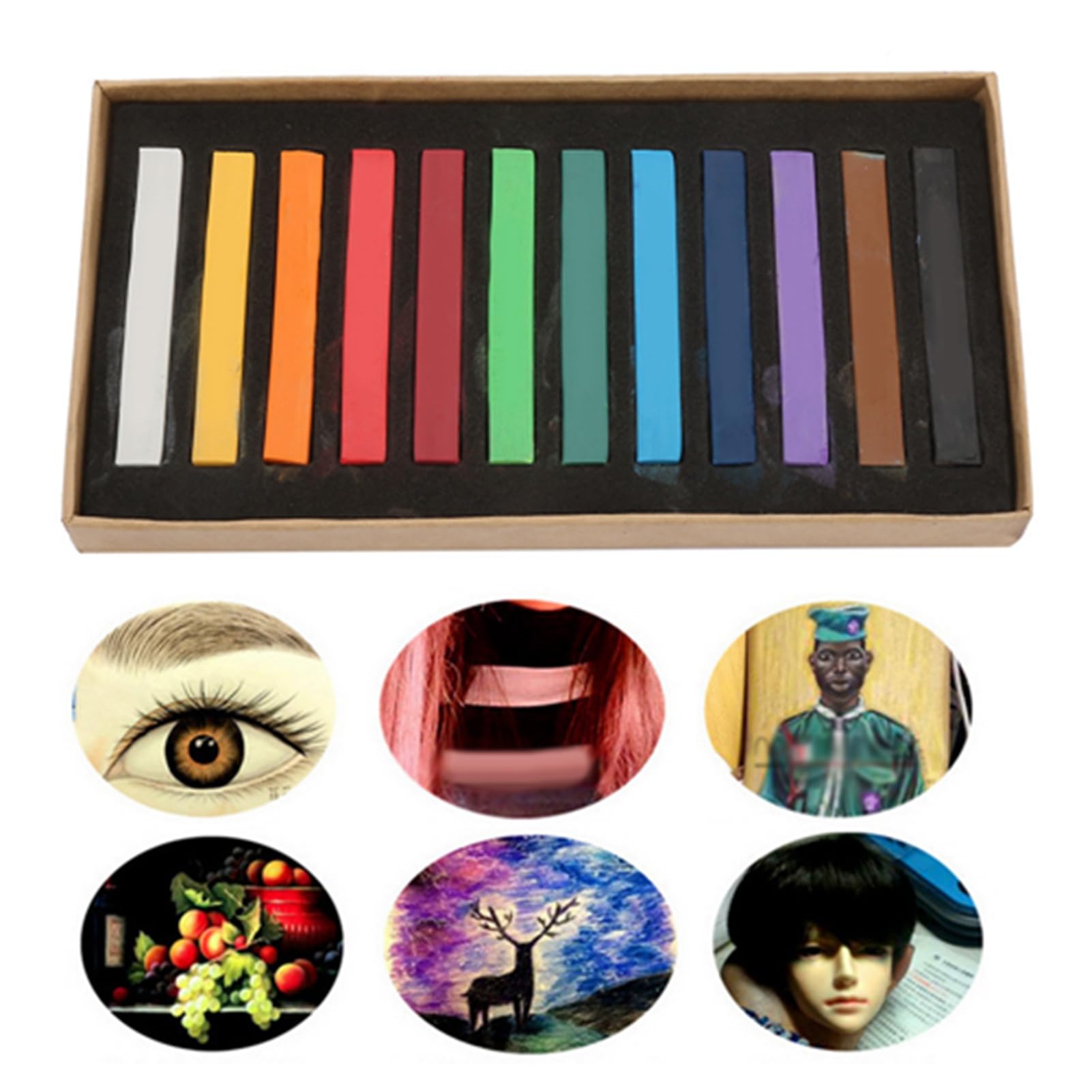 Wax Crayons, Disposable Hair Dyeing Tool with Chalk for Nice Looking Painting, Disposable Hair Dyeing Stick with Chalk Pen for Experiments Family Suitable (12 Colors)