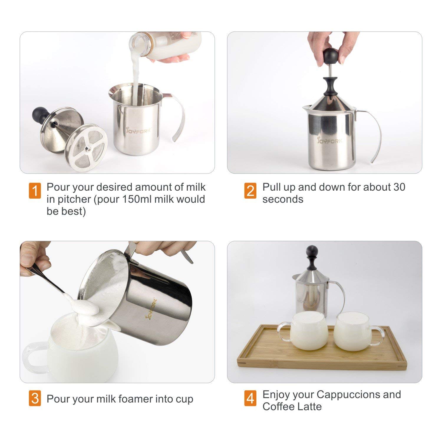Cappuccino Mio espumador para Leche, Acero Inoxidable, Gris