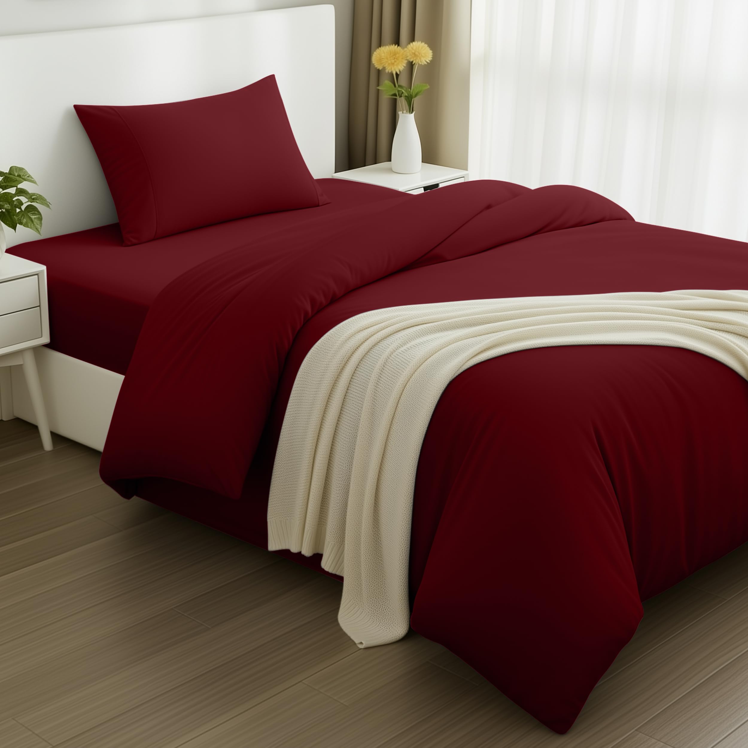 Utopia Bedding - Funda nordica Cama 150, Sabana Bajera 230x220 y Fundas Almohada (50x75cm) - Funda edredon Cama 150 - Juego de Cama de Microfibra cepillada Suave (Gris) — view 11