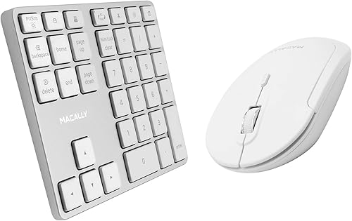 Macally Bloc de números inalámbrico para Mac y PC y un mouse inalámbrico Bluetooth, funciona con números de manera más eficiente