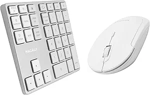 Macally Wireless Number Pad for Mac & PC and a Wireless Bluetooth Mouse, Work with Numbers More Efficiently