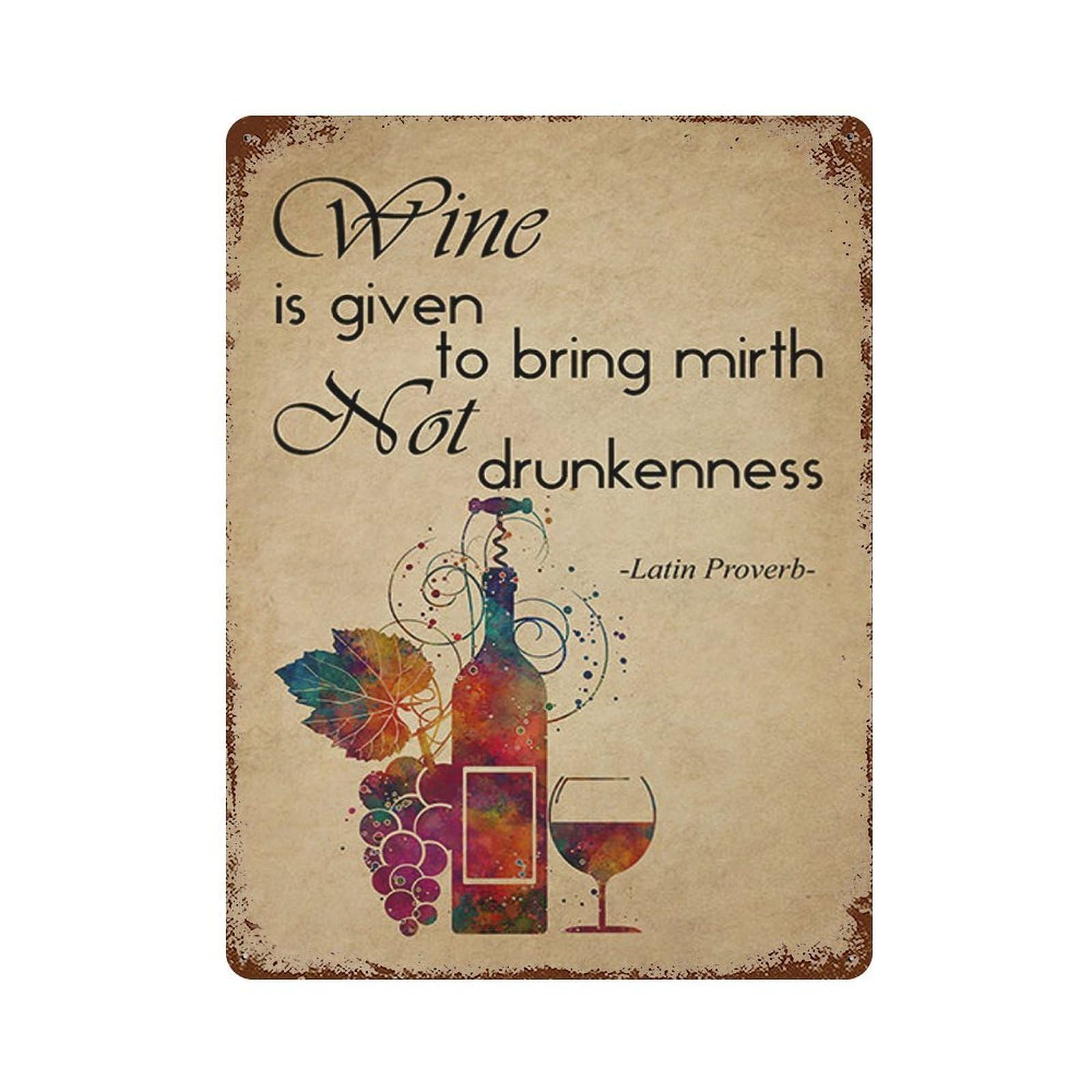 xiaoxiaoshen Wine Is Given To Bring Mirth By Latin Proverb Wall Decor Art Metal Tin Poster Modern Home Decor Art Home Bar Shop Decorations Vintage Sign 40x30cm