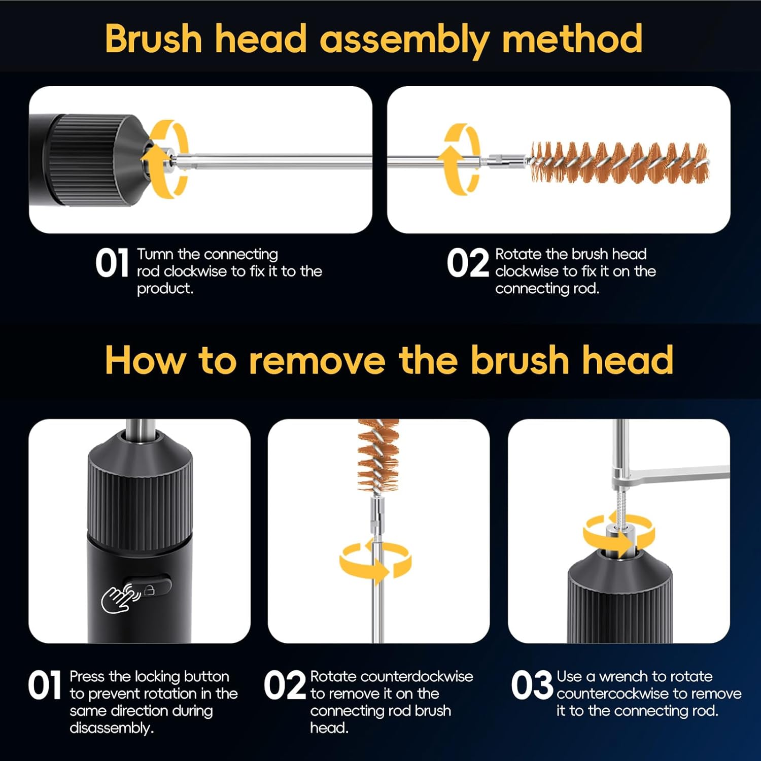 Electric Gun Cleaning Kit, Universal Gun Brushes for Handgun Shotgun Pistol Rifle, Equipped with 9 Brush Heads and 3 Stainless Steel Rods, Strong Magnetic Motor Electric Clean More Efficient