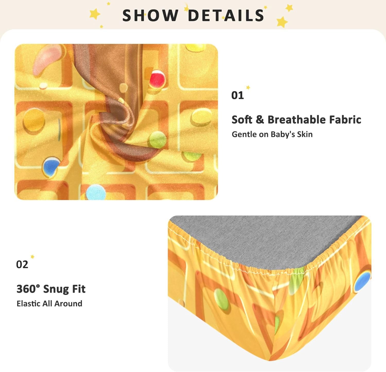 Summer Chocolate Ice Cream Crib Sheets Soft Breathable Fitted Cotton Baby Crib Sheets Mattress Cover for Girl Boy, 52" x 28" x 9"