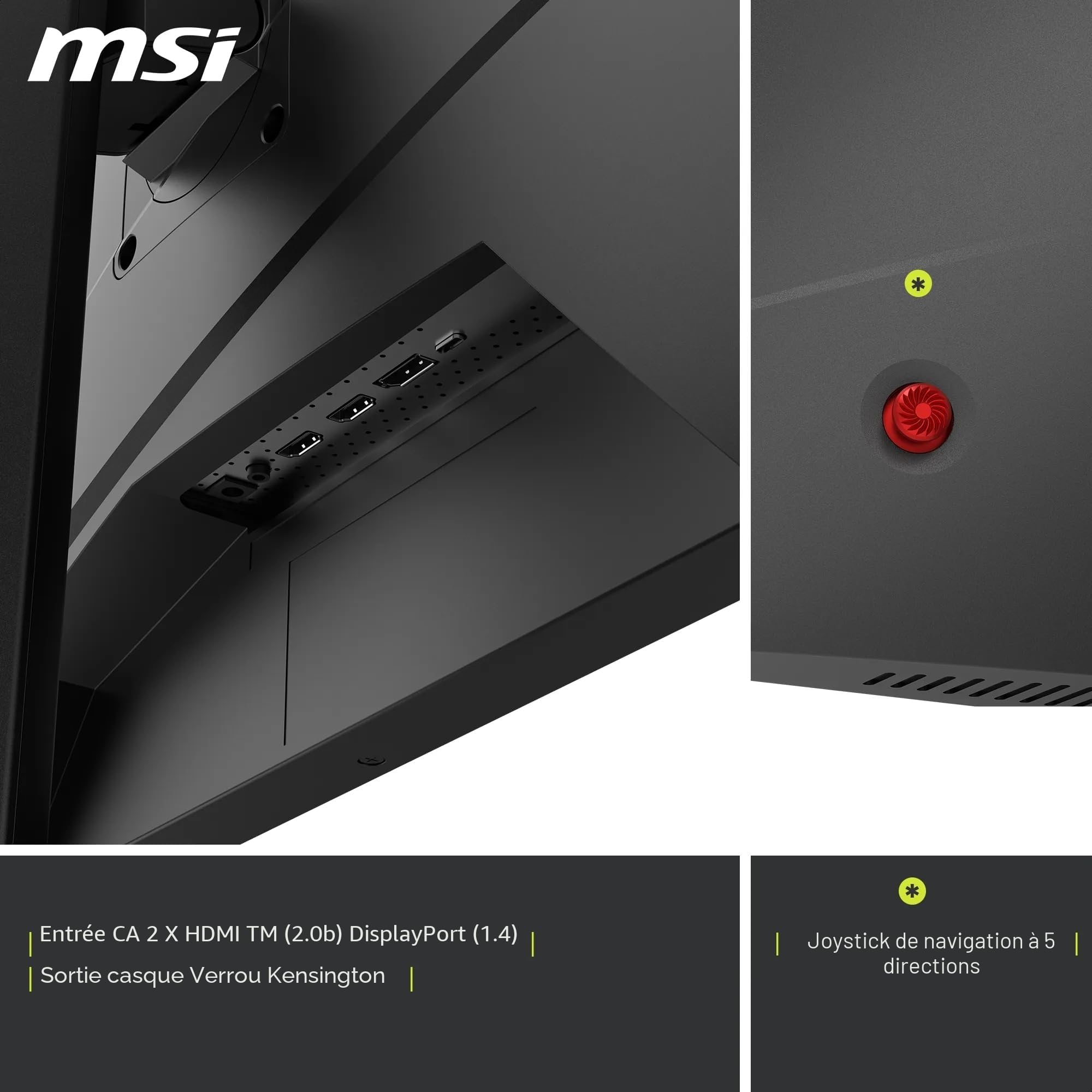 MSI MAG 275F Écran Gaming 27" FHD | Dalle Rapid IPS 1920x1080, 180Hz, 0,5ms, compatible VESA, HDMI, DisplayPort, Adaptive-Sync