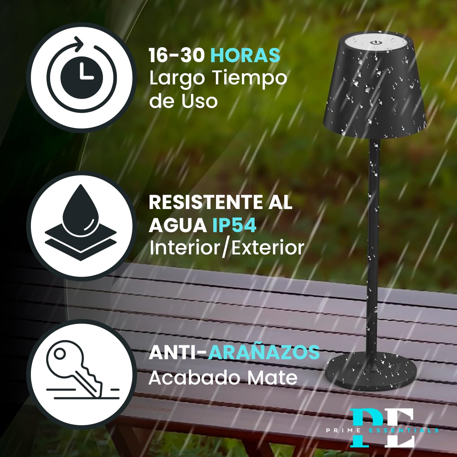 PACK AHORRO 2 Lámparas LED de Mesita de Noche Color Negro para Dormitorio sin Cables I Lámpara Táctil de Mesa de Lectura Recargable I 3 Modos de Luz con Brillo y Altura Ajustable.