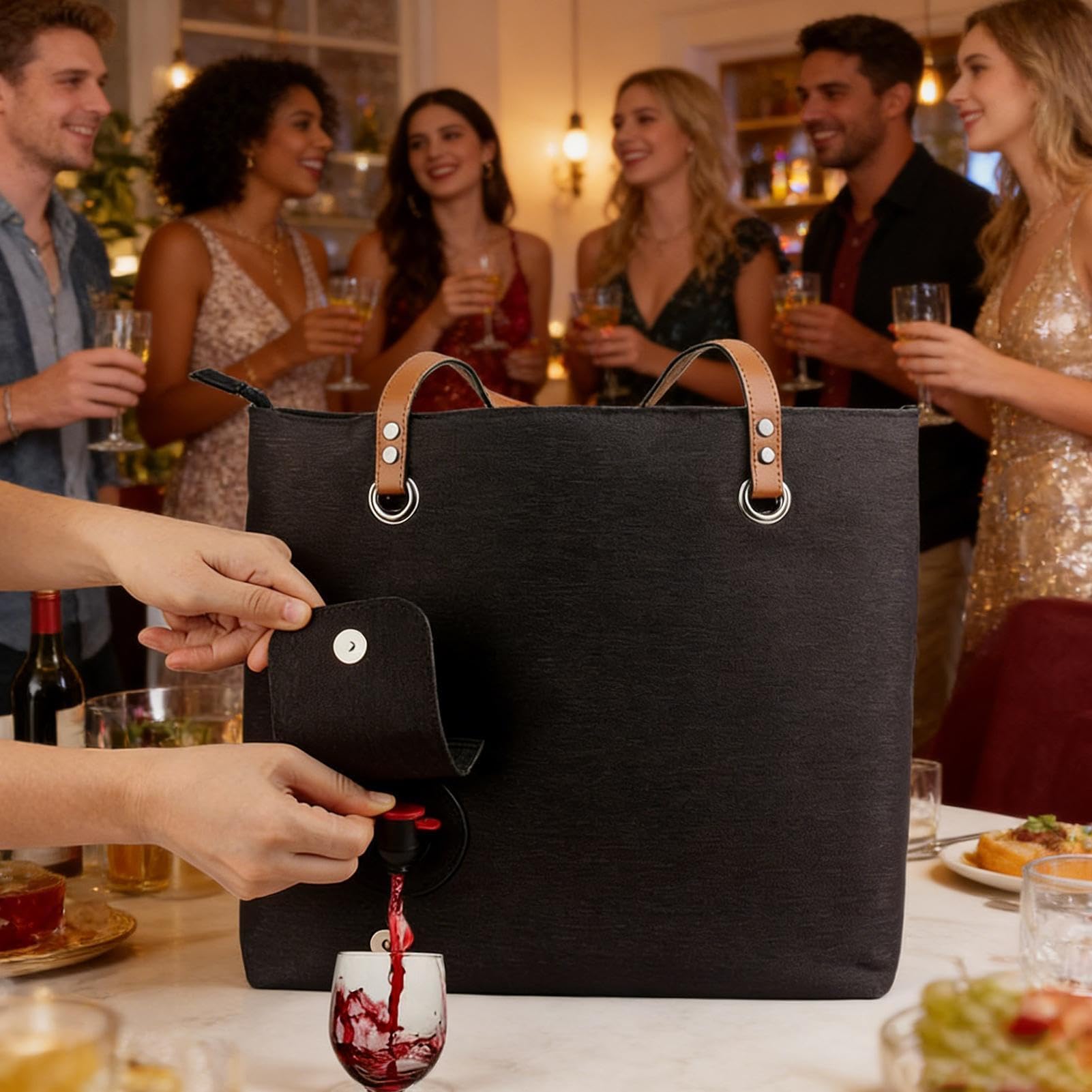 Borsa termica per vino con beccuccio, grande capacità refrigerante per spiaggia, piscina, picnic, viaggi, conservazione sicura delle bottiglie e design termico