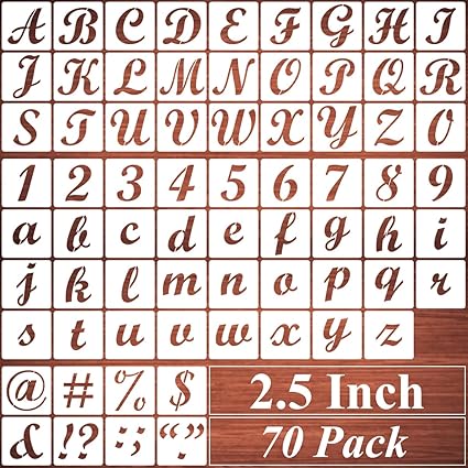 2.5 Inch Alphabet Letter Stencils for Painting - 70 Pack Letters and Numbers Stencil Templates with Signs for Painting on Wood, Reusable Letter and Number Stencils for Chalkboard Wood Signs & Wall Art