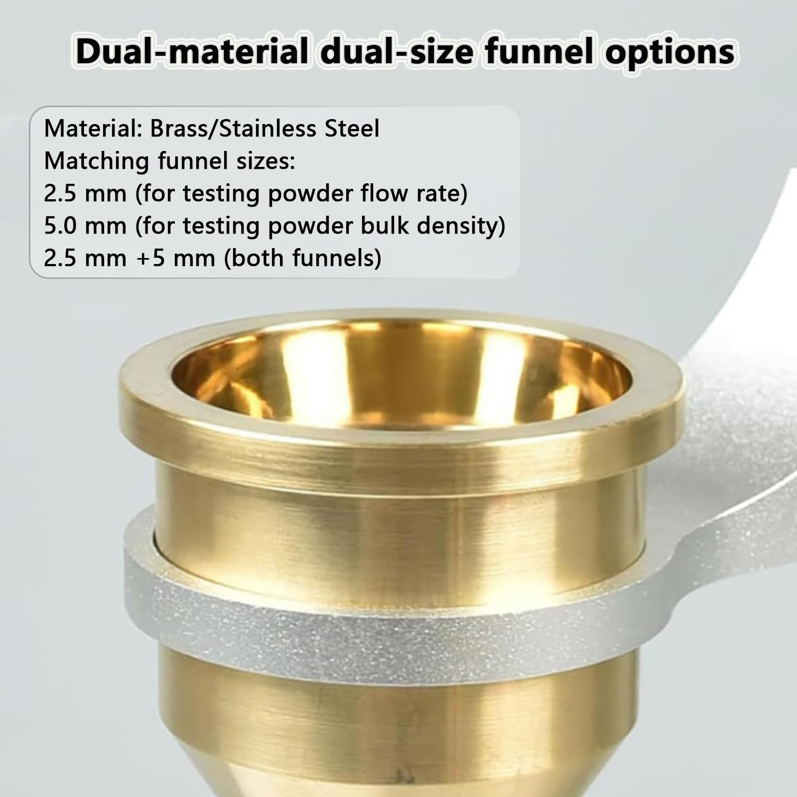 Generisch Dieser Durchflussmesser mit Präzisionstrichter für Schüttdichte- und Fließfähigkeitsprüfungen, einstellbare Höhe für metallische und nichtmetallische Pulver, Edelstahl