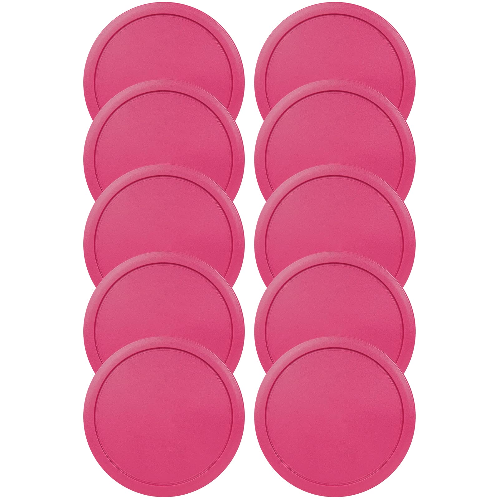Replacement Lids fits Pyrex 2-Cup Glass Food Storage Container Bowls, 5-Inch Plastic Round Lids Covers for Pyrex 7200-PC, Airtight &amp; Leakproof (10-Pack, Fuchsia)