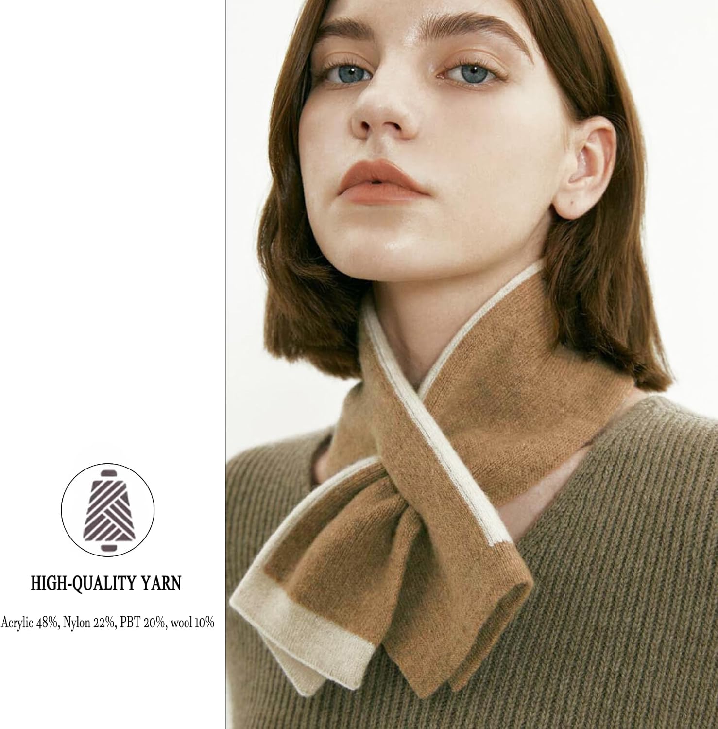 Unisex Double - Sided Winter Fall Knitted Pull - Through Scarf - Neck Warmer & Gaiter - Women's short scarves - Image 2