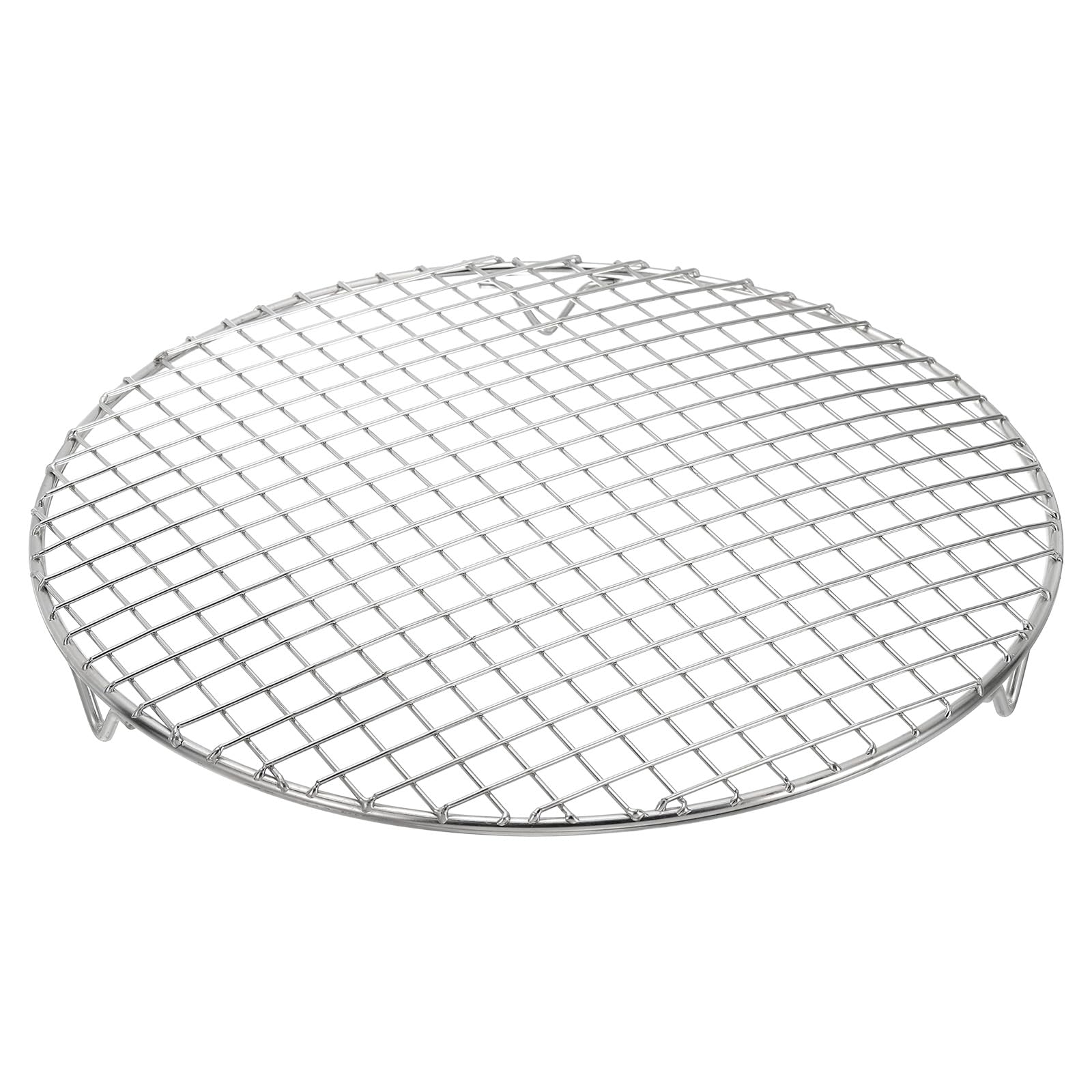 uxcell Round Cooking Rack with Legs, Dia 11 Inch 304 Stainless Steel Barbecue Grill for Cooking Baking Barbecue Air Fryer Racks, Silver