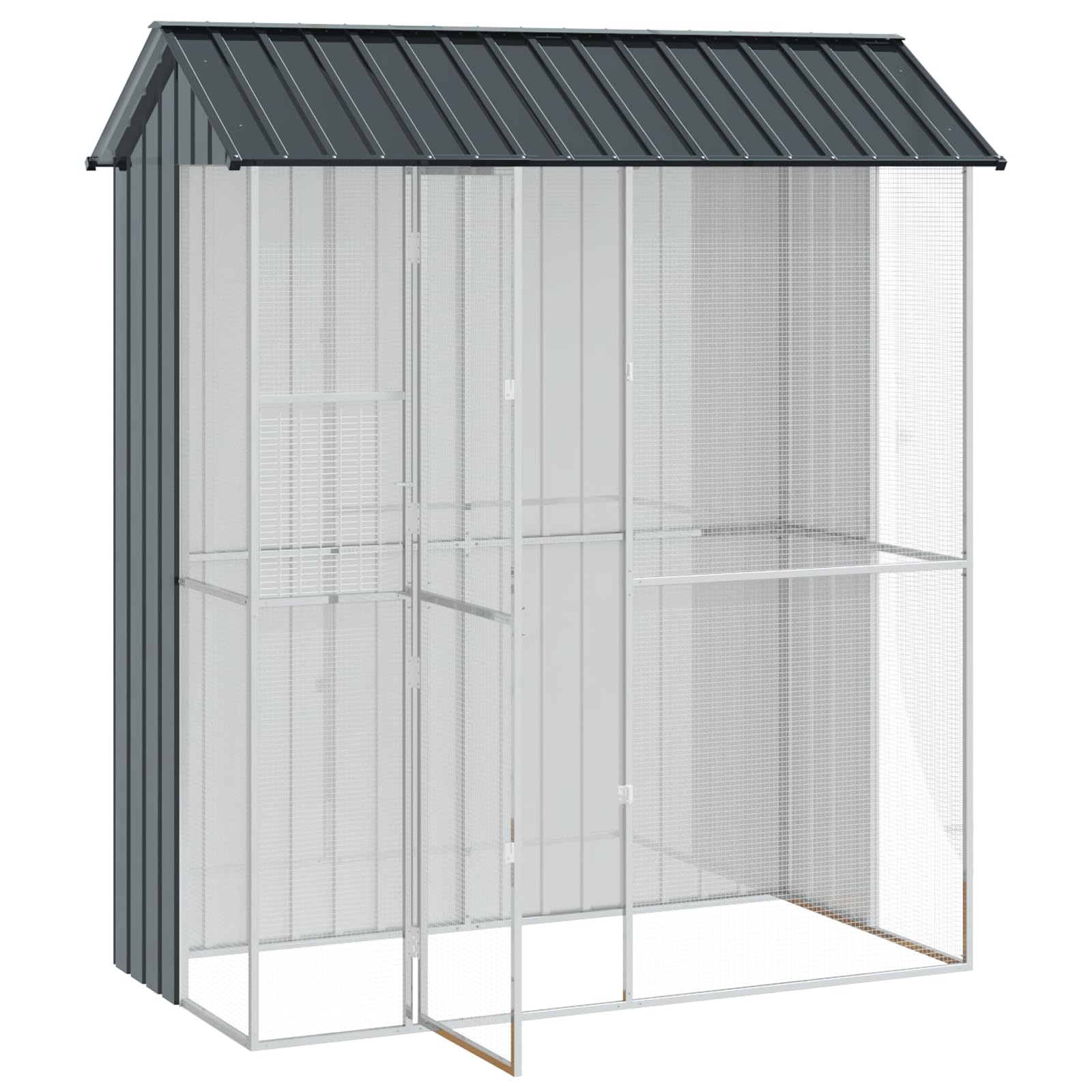 SKM Voliere Anthrazit 215x110x247 cm Stahl,Tier- & Haustierbedarf,Haustierbedarf,Vogelbedarf,Vogelkäfige & -ständer,Anthrazit,53.7KG,3325172