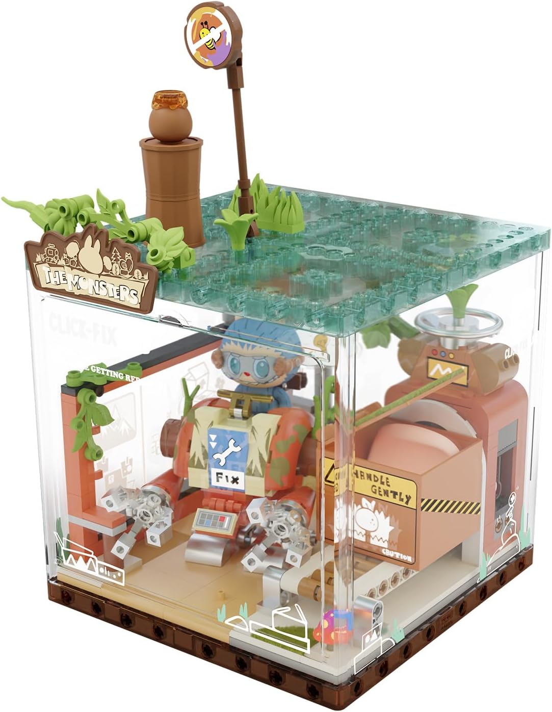 POP MART The Monsters Forest Secret Base Series Blocks-Click-Fix Lab, Labubu Building Toy Set, Interactive Building Toy for Kids, Boys, and Girls
