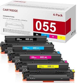055 Toner Cartridge Set 4-Pack Replacement for Canon 055H | 055 Toner Cartridge for Color ImageCLASS MF743Cdw MF741Cdw MF746Cdw LBP663Cdw Printer 4-Pack, Black Cyan Magenta Yellow