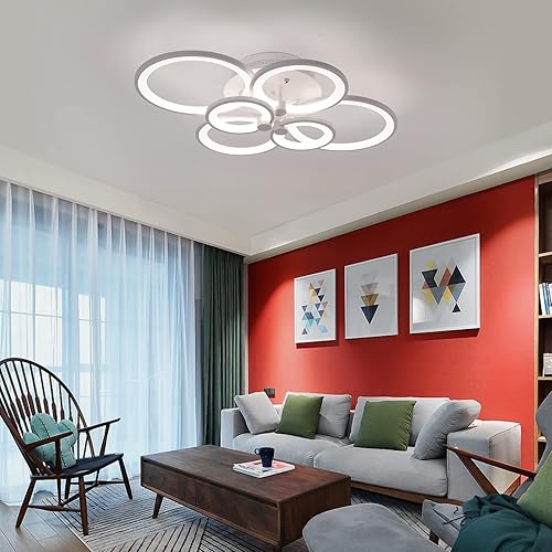 Miniatura 8 de Ganeed Lámpara de techo LED con control remoto, candelabros acrílicos modernos de 72 W, lámpara de techo de montaje empotrado de color de luz