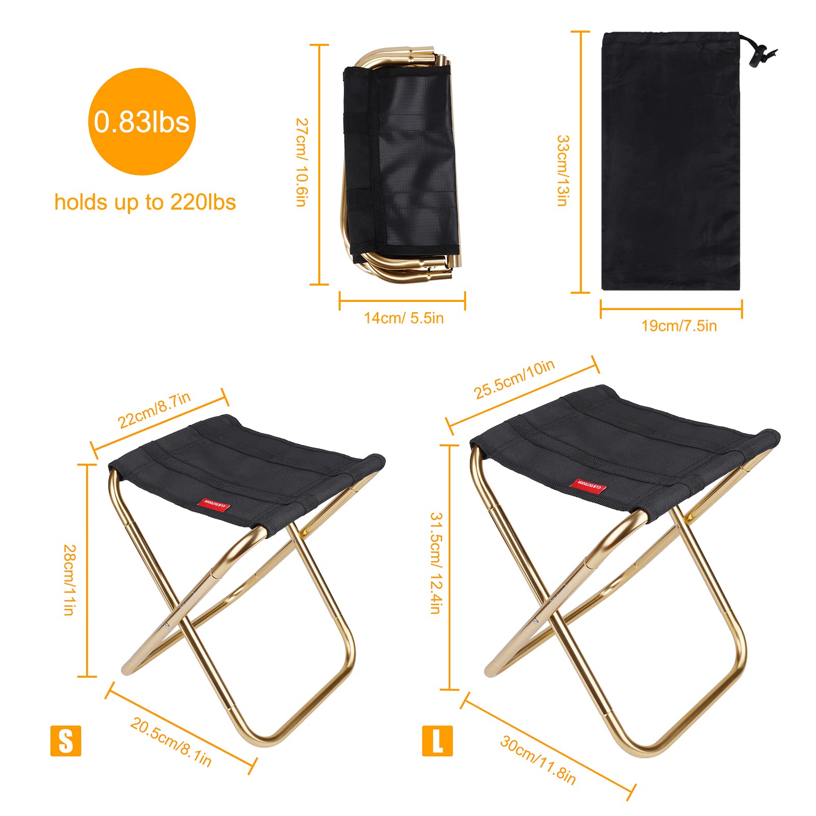 Sgabello Pieghevole In Alluminio - Leggero E Portatile Per Pesca, Campeggio, Picnic - Portata 100kg - Foto 9