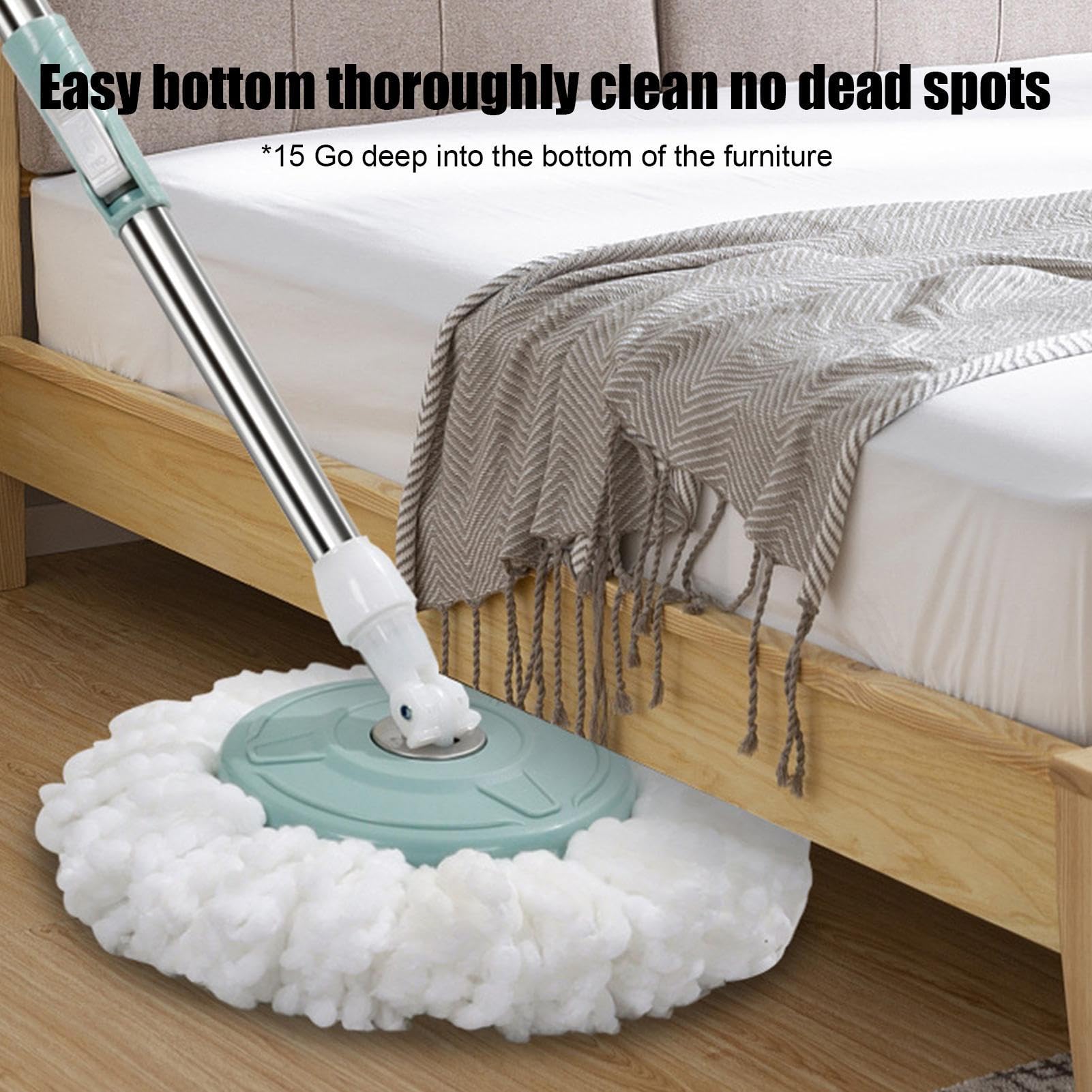 Scopa centrifuga con strizzatore, scopa per pavimenti – scopa automatica per la pulizia della casa – Testa rimovibile per la pulizia della casa – Pulitore per la casa per cucina, soggiorno, camera da