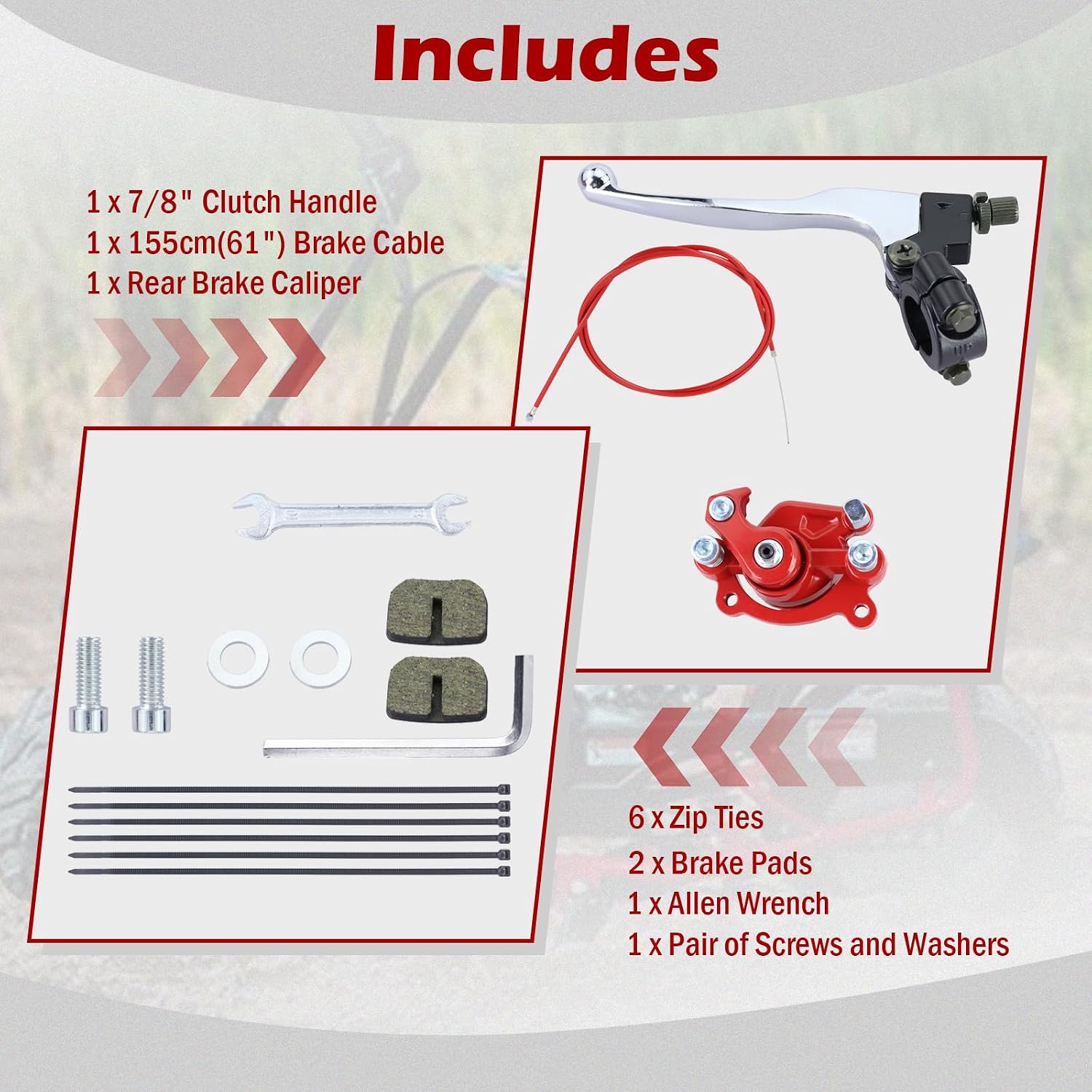Kefly Mini Bike Brake Lever Kit & Mini Bike Brake Caliper Compatible with Coleman CT100U CC100X Baja DB30 Motovox Mega Moto MBX10 MBX11 MMB80 MMB105 79cc 97cc 100cc