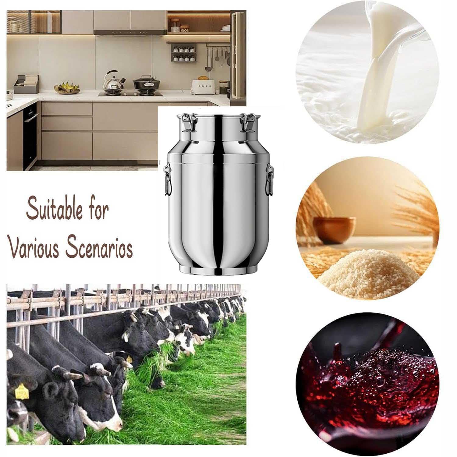 Latte da 5 Litri per Olio d'oliva Contenitore recipiente bidoni Acciaio Inox per Olio contenitori Alimenti Contenitore per Latte in Acciaio Inox per Cucina e Uso Domestico(Capacity,5L)