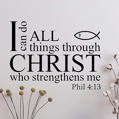 InnovativeStencils Calcomanía de pared con texto en inglés "I Can Do All Things Through Christ Who Strengthens Me" Inspiration (28 pulgadas de ancho