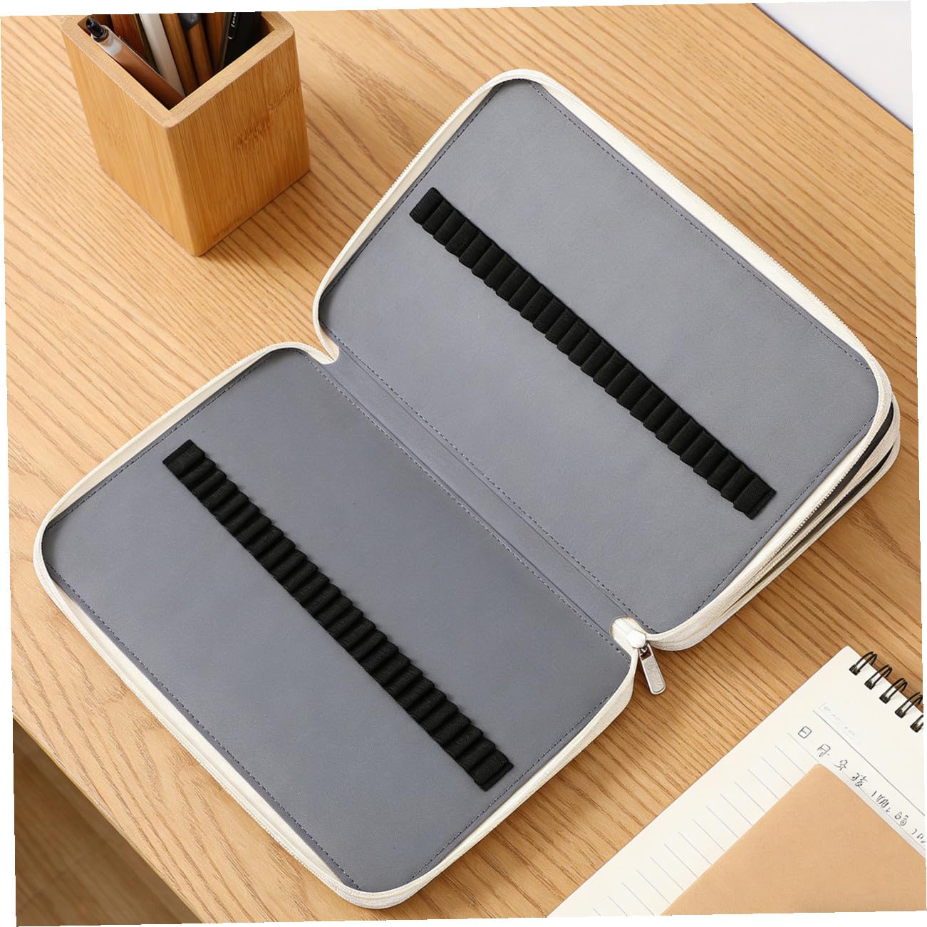 1pezzi Astuccio Portatile Pu Capacità Scomparti Astuccio Per e Cancelleria Per Studio Design Elegante