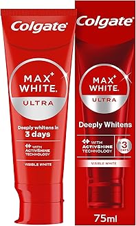 Max White Ultra Active Foam Whitening Toothpaste 75ml - Deeply whitens in just 3 Days - Removes Deep-Set Stains - Warming Sensation and Rich Foam - Enamel Safe for Daily Use