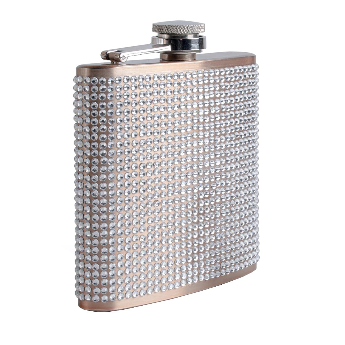 Ludom Diamond Hip Flask, Stainless Steel 6oz Glitter Stainless Steel Bottle for Women, Leakproof Flask for Alcohol for Party Wedding Camping (Rose Gold)