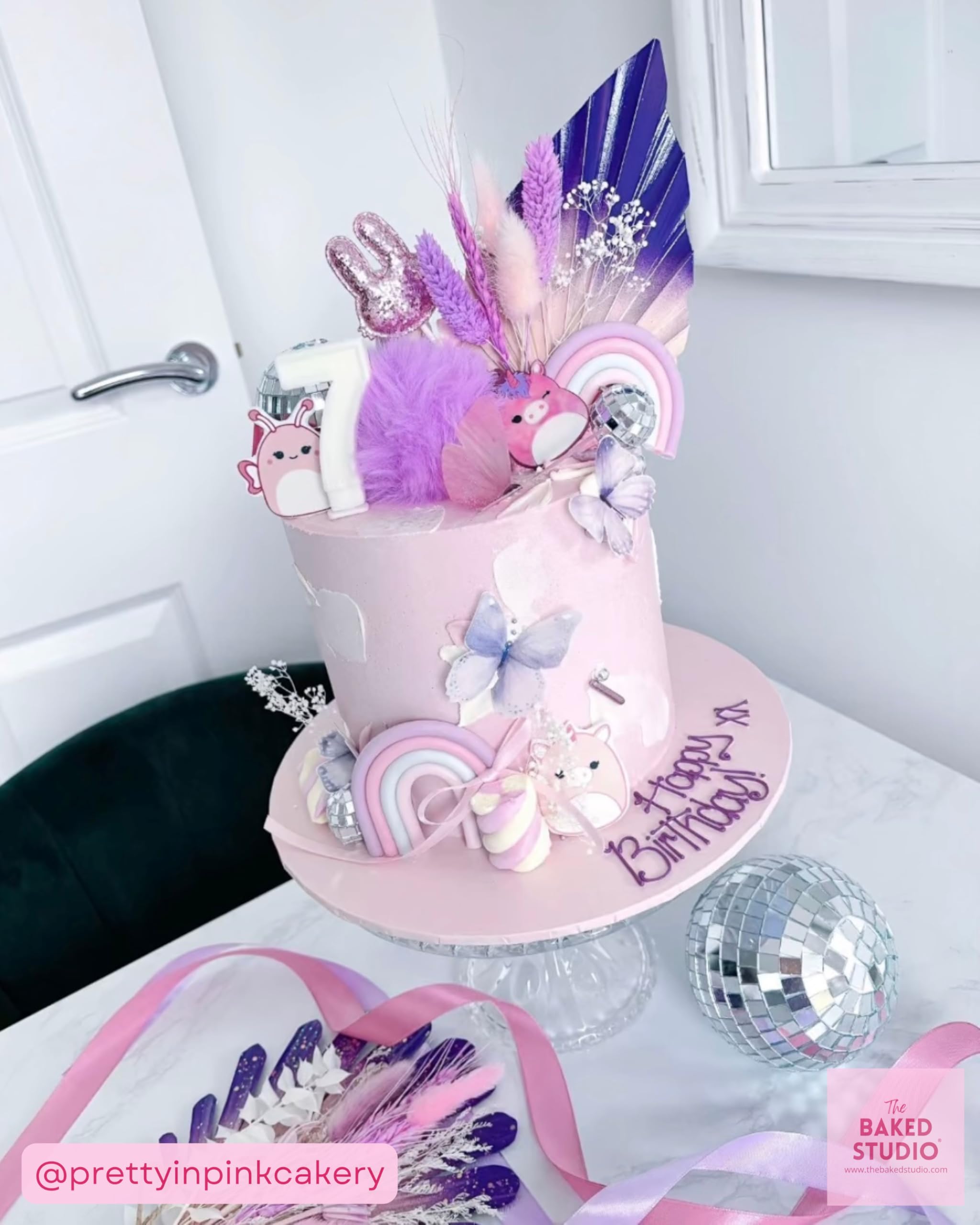 The Baked Studio - Dried Flowers For Cakes Decoration And Crafts With A Pink & Purple Ombre Palm Spear (Fairytale) - Image 3