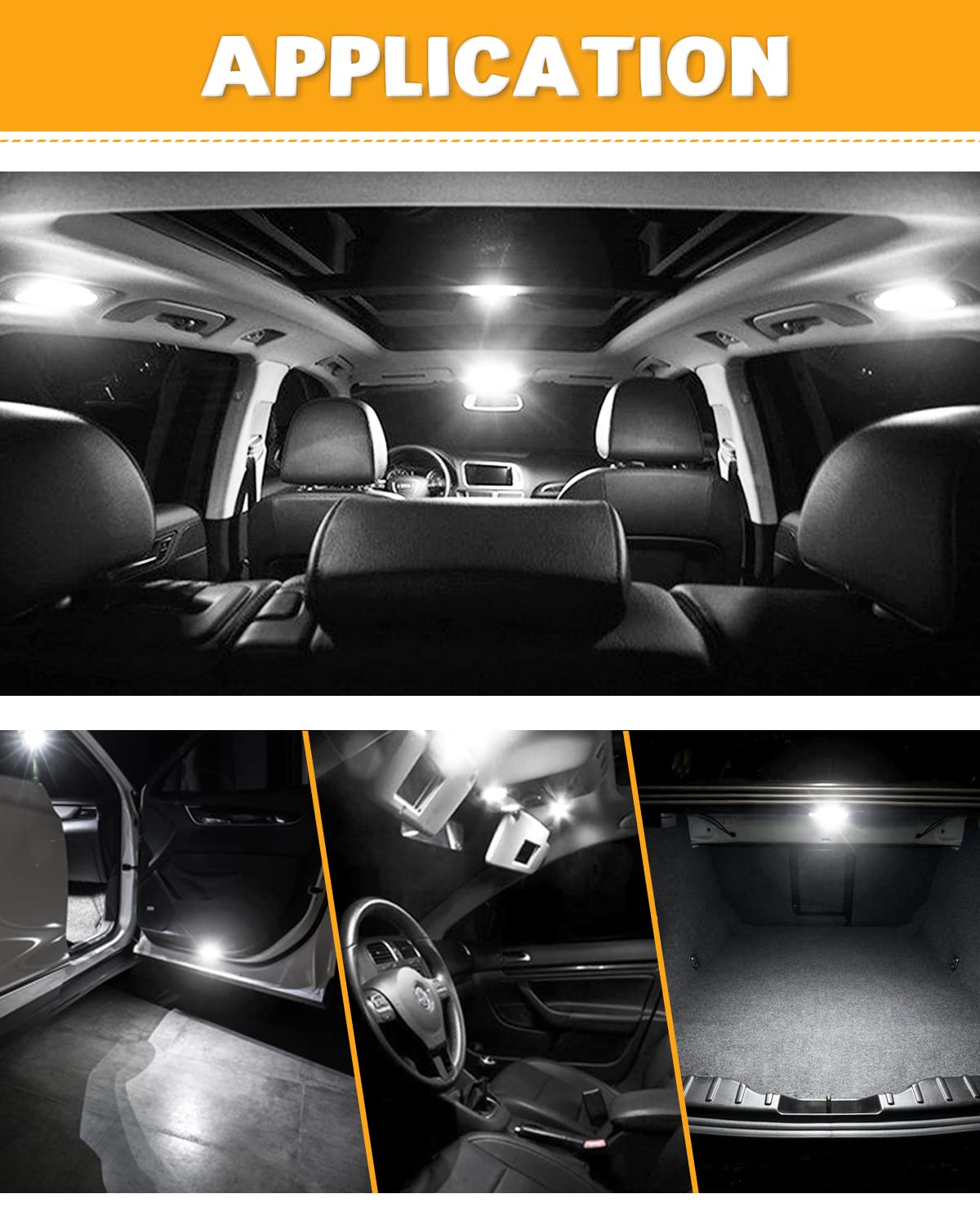 Kit De 6 LED COB Ultra-lumineuses 150 Lums Pour L'intérieur De Voiture - Plafonniers, Liseuses, éclairage De Plaque - Compatible T10, BA9S, Festoon - 3