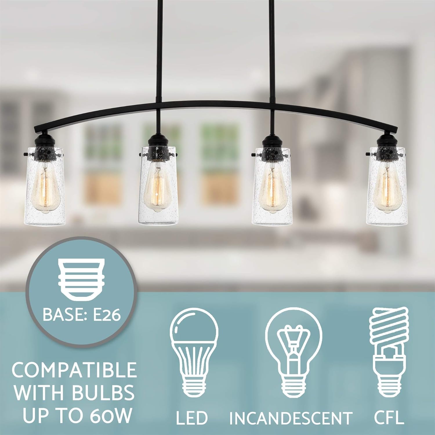 🛒 Crаzу Dеаlѕ Kira Home Rayne 33 4-Light Modern Farmhouse Arched Island Light, Seeded Glass Shades + Black Finish 🛒 Crаzу Dеаlѕ Kira Home Rayne 33 4-Light Modern Farmhouse Arched Island Light, Seeded Glass Shades + Black Finish